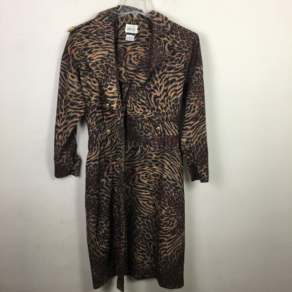 Animal Print Long Sleeve Midi Dress w/ Pockets